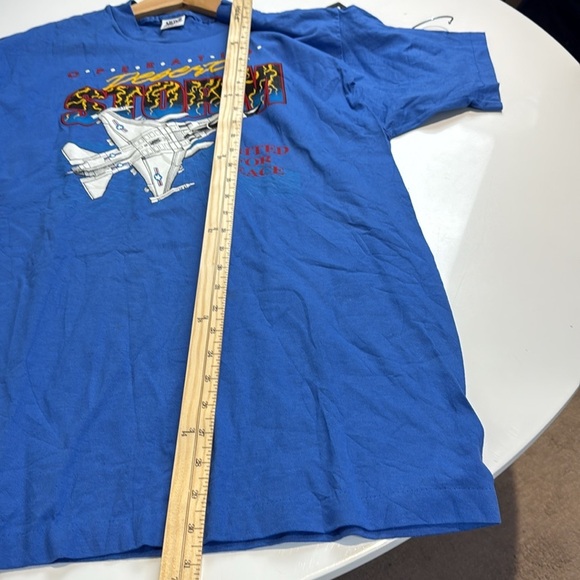 Vintage 90's Desert Storm Army Blue Graphic T-Shirt Size Extra Large - Picture 6 of 6